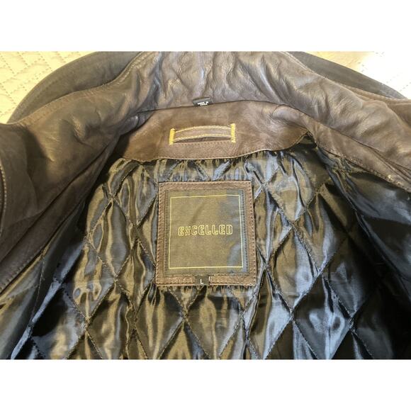 EXCELLED Leather Jacket Size Large Vintage Cowhide Soft Supple Bomber Flight - Picture 3 of 16